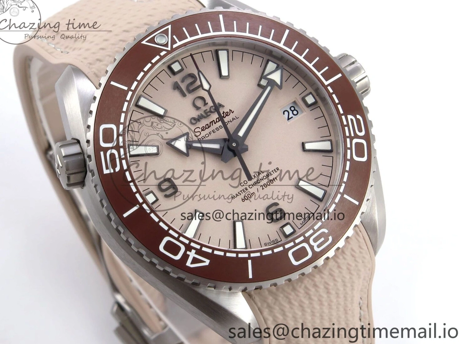0323 Planet Ocean 43.5mm SS VSF 1:1 Best Edition Brown Bezel Sand Dial on Sand Rubber Strap A8900 Super Clone Neat 7710